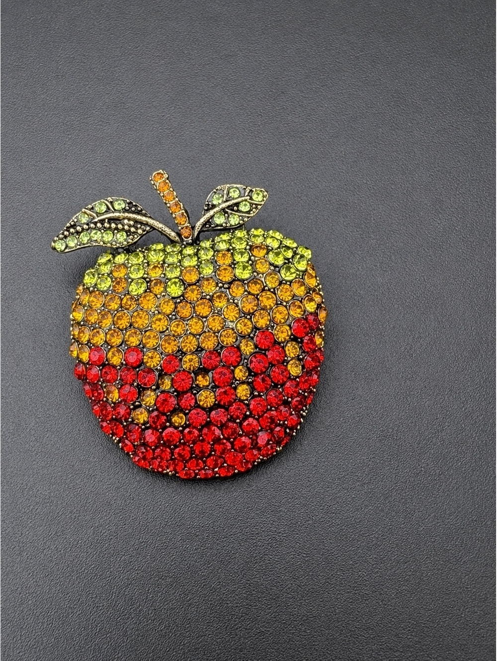 Colorful Apple-Shaped Rhinestone Brooch Pin